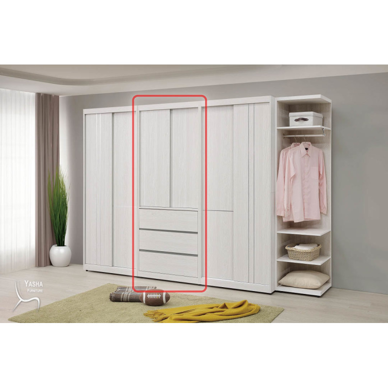 B44-03 科琳2.7尺三抽推門衣橱(M159)