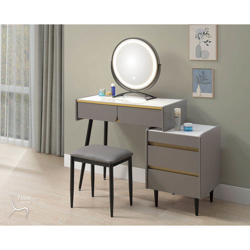 B26-04 蒂達2.7尺岩板伸縮鏡台(含椅)(969)