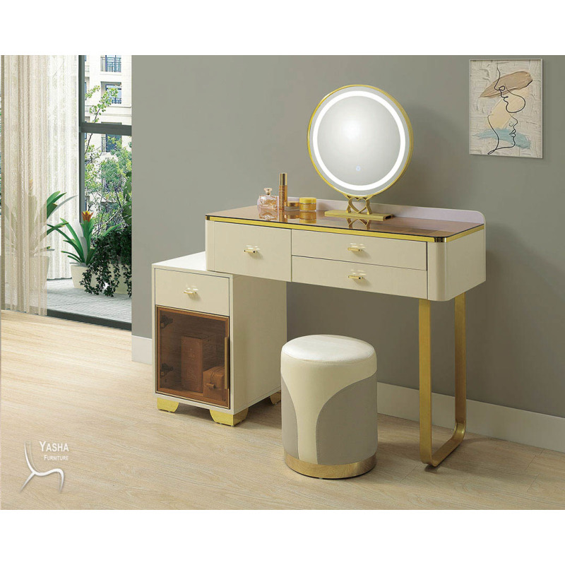 B26-06 潔西卡3.3尺玻璃伸縮鏡台(含椅)(861)