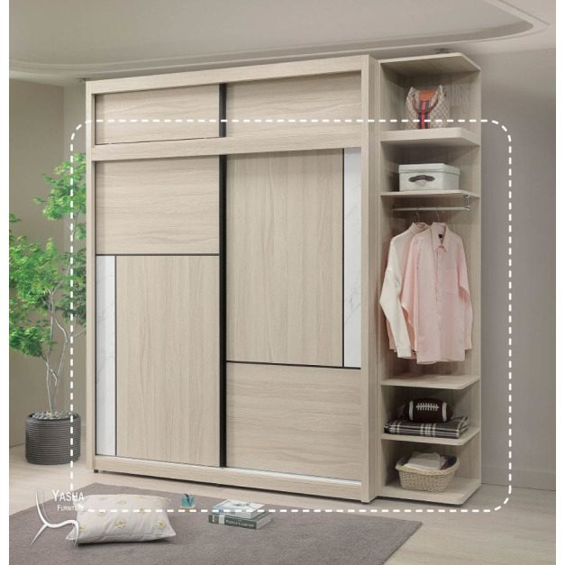 B36-03 萊米克7.5x7尺推門衣櫥(HY918+HY920)