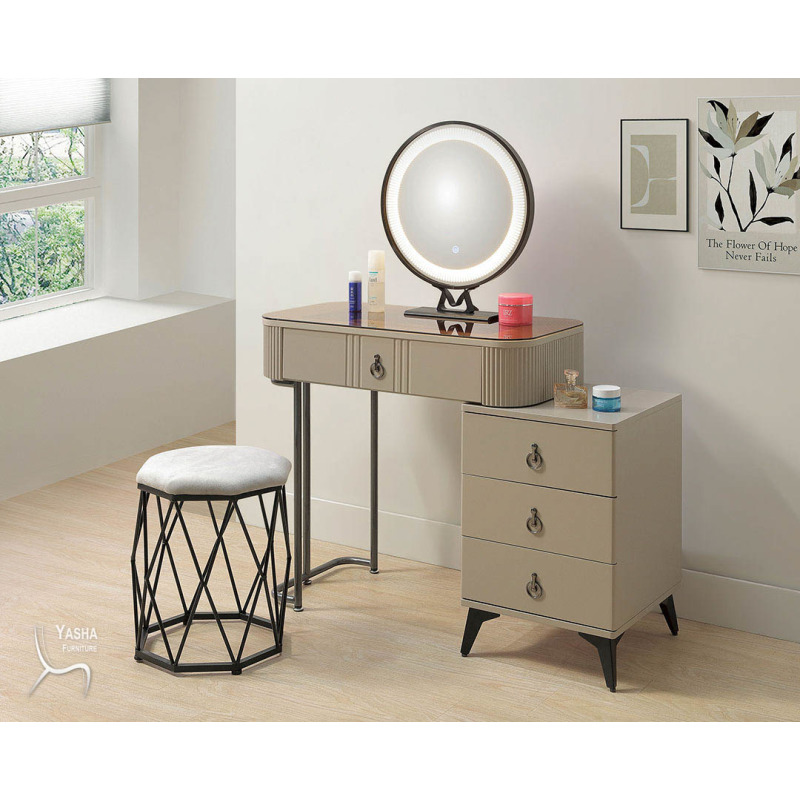 B26-05 黛比2.7尺玻璃伸縮鏡台(含椅)(829)