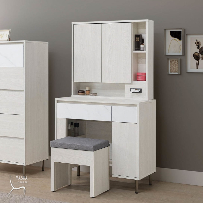 B63-10 泰倫2.7尺鏡台 (含椅) (L103+J206)