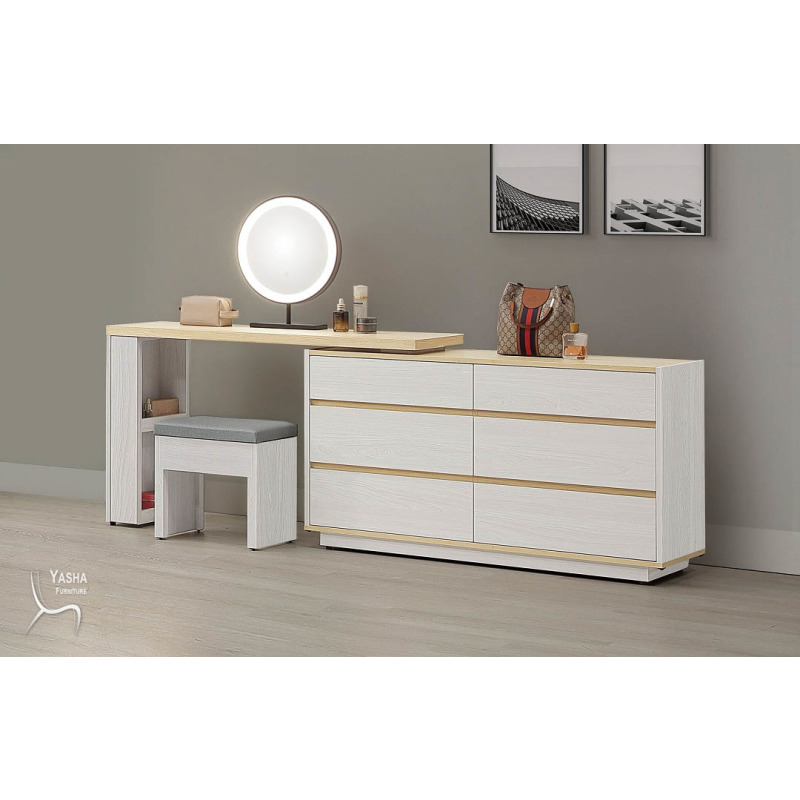 B47-08 泰勒4.4尺多功能掀鏡台 (椅)(M104+M106+M107+M108)+J206椅+911圓鏡)