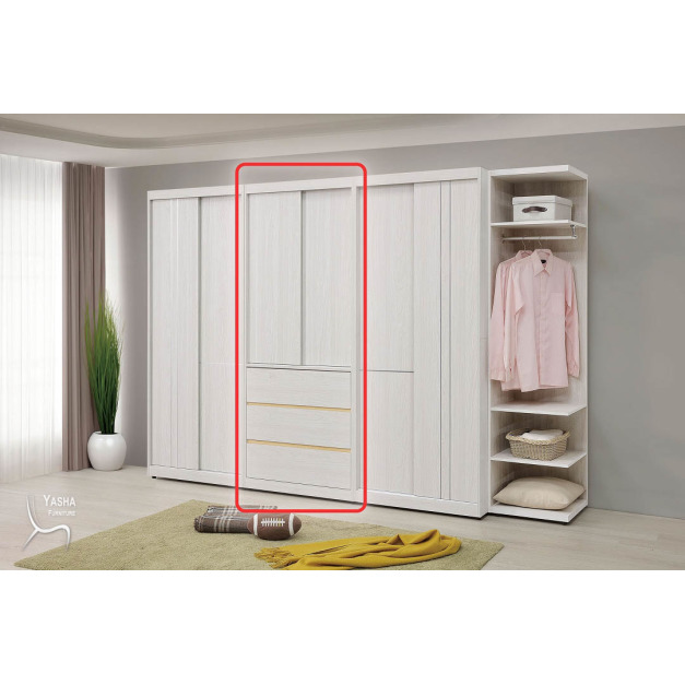 B48-03 泰勒2.7尺三抽推門衣櫥 (M112)