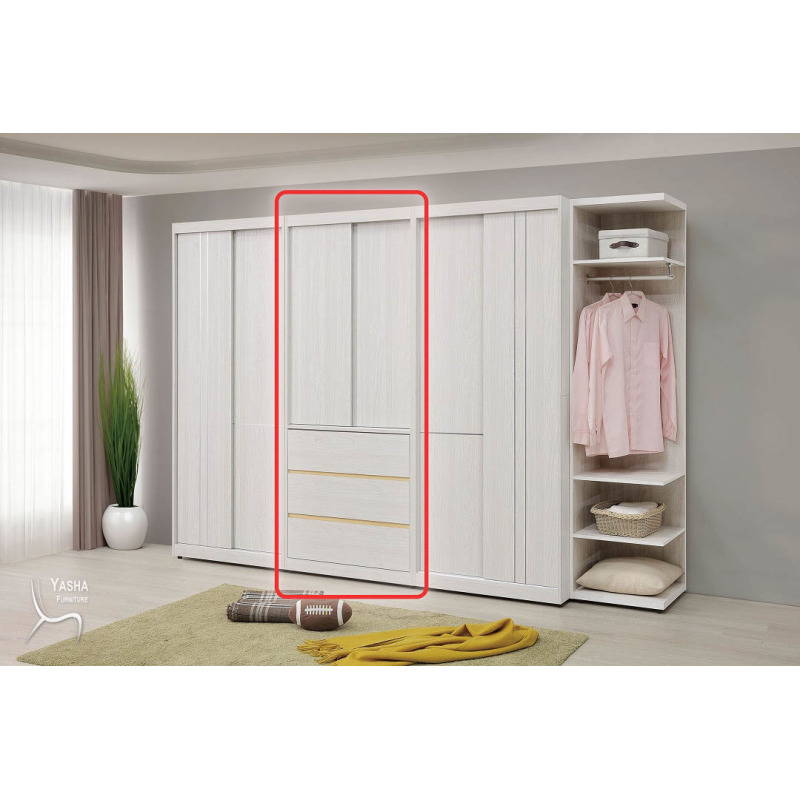 B48-03 泰勒2.7尺三抽推門衣櫥 (M112)