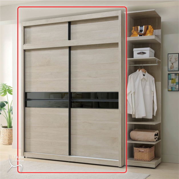 B56-02 威瑟斯6尺推門高衣櫥(HY865+HY866)