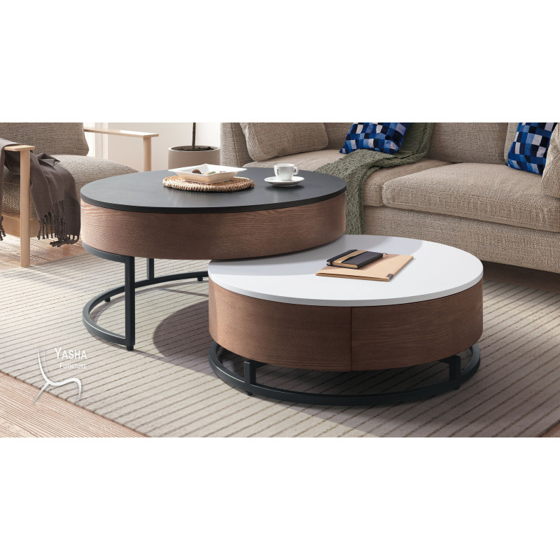 B260-01 奧布里升降茶几組 (1816大小)(胡桃黑架)