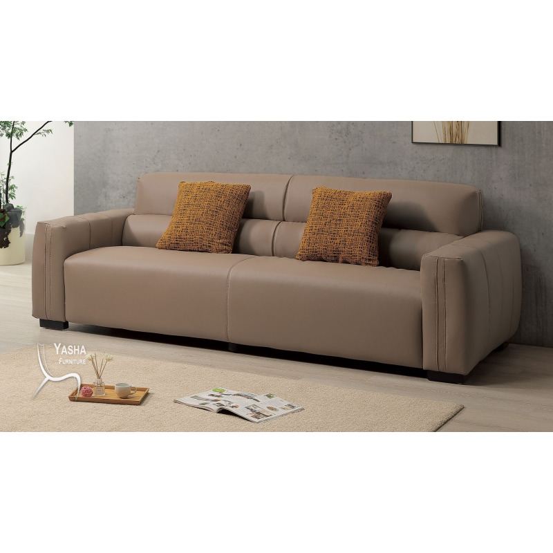 B215-02 雅各三人貓抓皮沙發 (H357三人淺色)