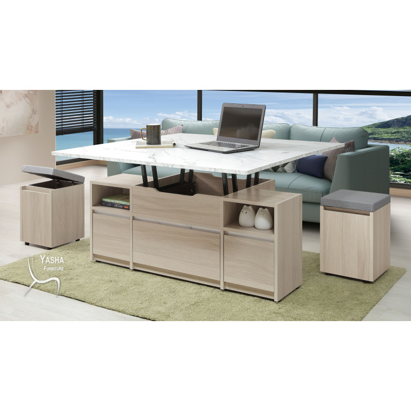 B284-01 萊米克4尺仿石面升降茶几 (HY942)