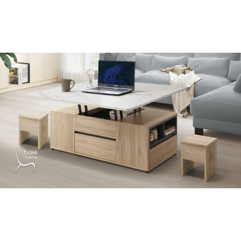 B301-01 史蒂芬4尺雙升降茶几 (HY764)(橡木)