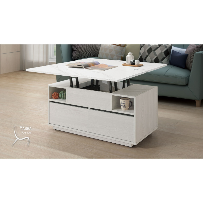 B287-01 里德3.3尺雙升降茶几 (白榆木)(L316)