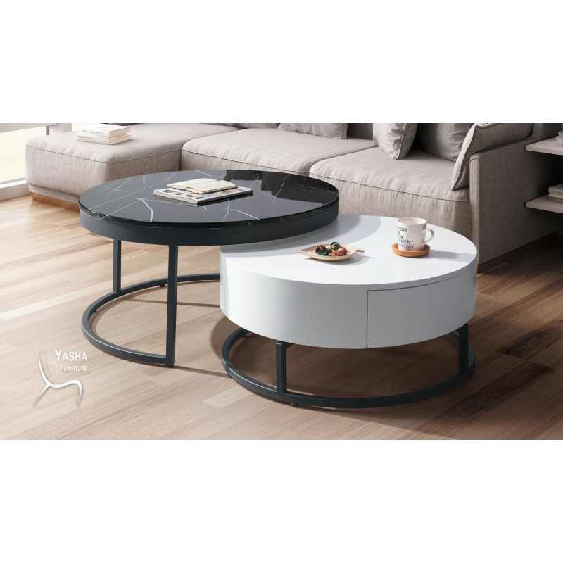 B260-02 凡麗莎石面茶几組 (1817大+小)