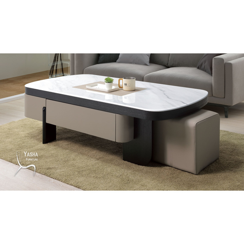 B267-02 基諾亞石面功能大茶几 (2463)(含凳)