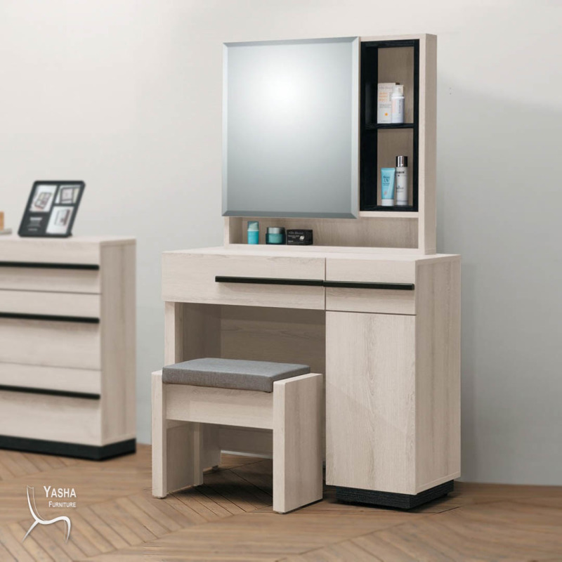 B108-09 瑪爾斯2.7尺鏡台 (含椅)(D606+D608椅)