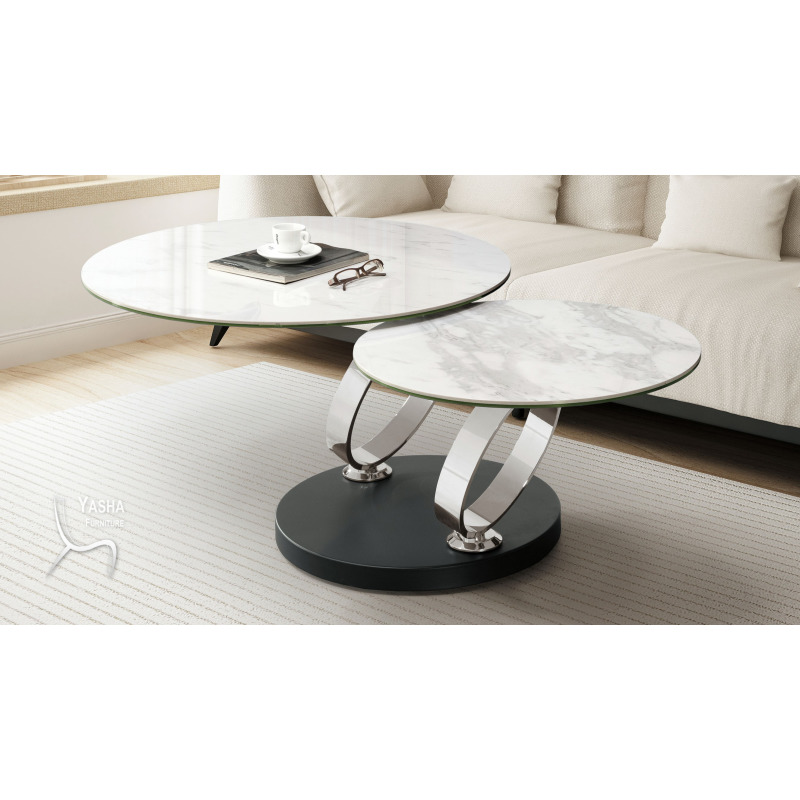 B315-03 雷克斯陶板旋轉茶几 (M011)