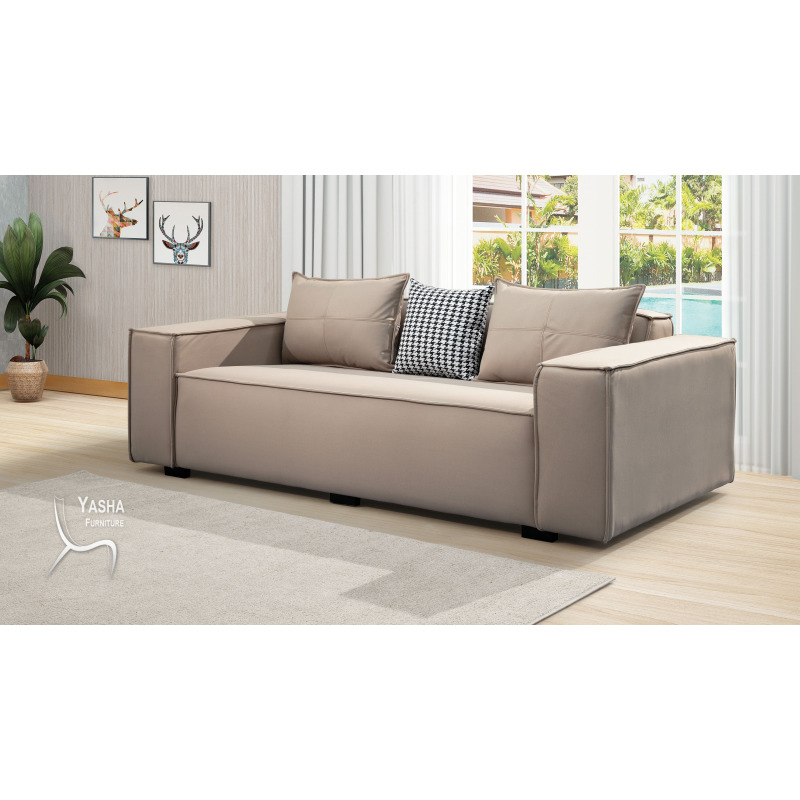 B217-04 格瑞塔科技布沙發 (6218三人)(卡其色)