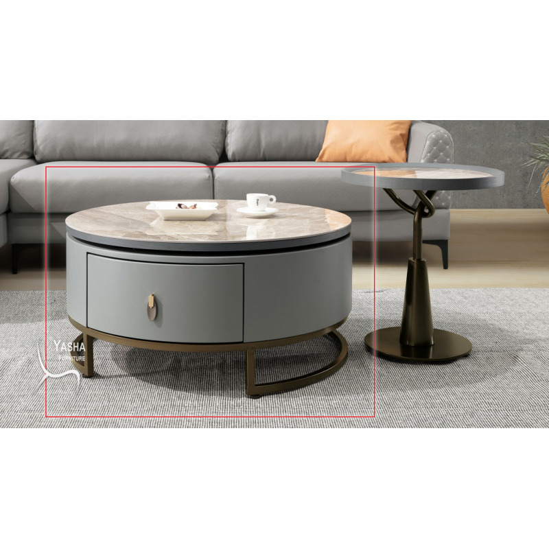 B257-02 布萊恩岩板旋轉大茶几 (9629大)