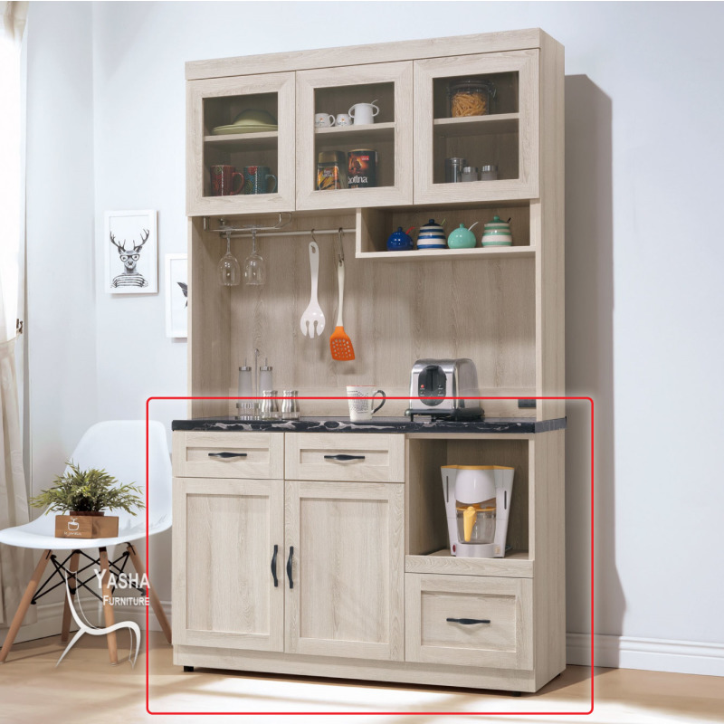 B452-05 潔西石面4尺餐櫃下座 (F153+黑石)