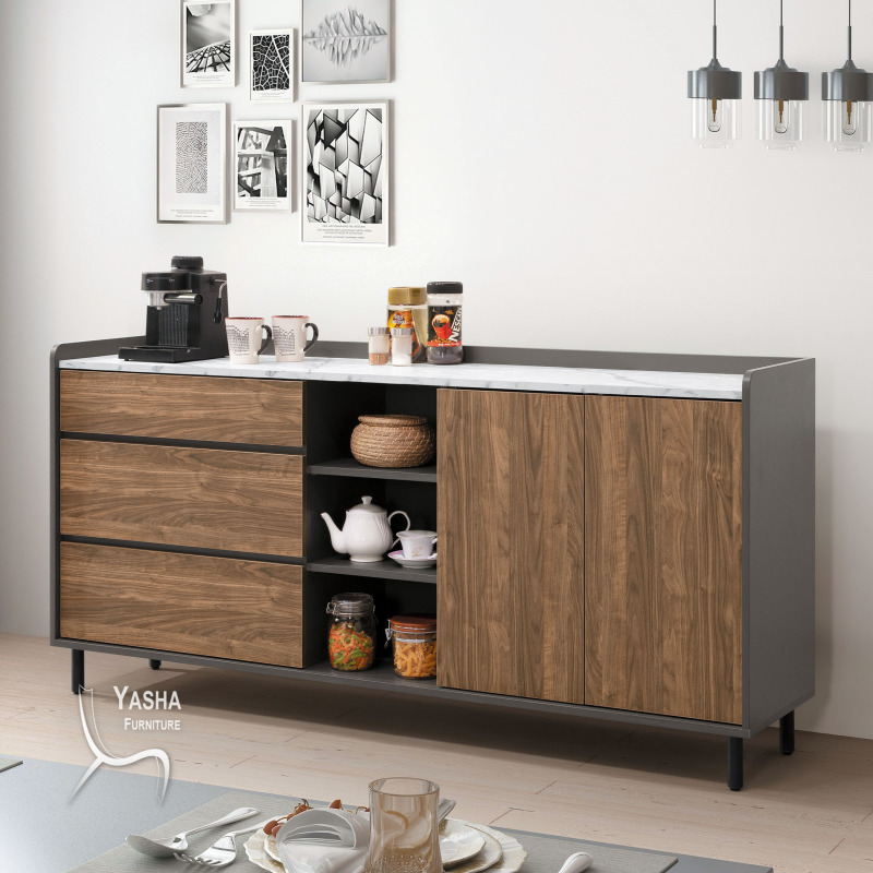 B430-01 里昂6尺石紋美耐皿收納櫃 (G114)