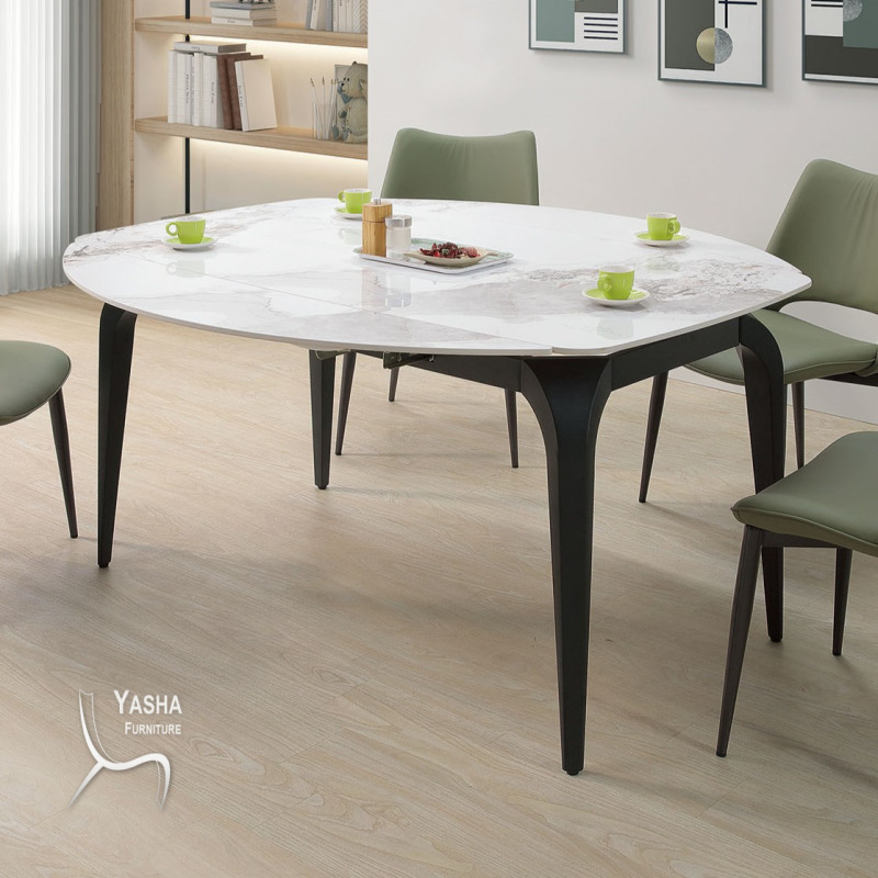 B486-01 克拉克4.7尺岩板伸縮圓餐桌 (618)