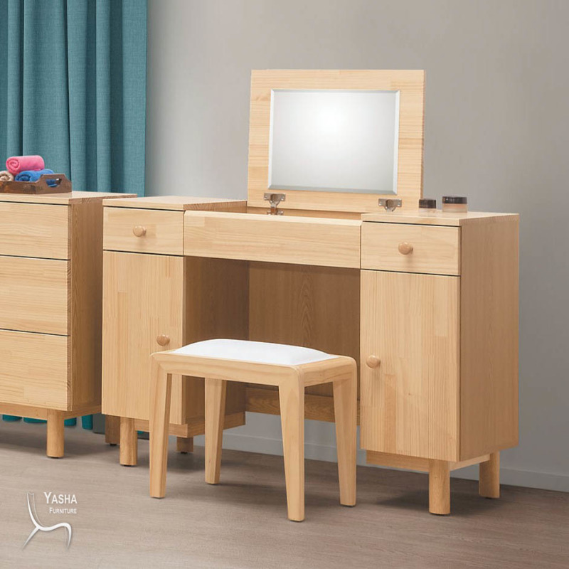 B146-07 哥本哈根實木3.3尺掀鏡台(含椅)(D807+261椅)