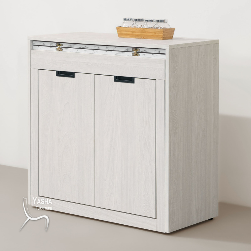 B420-03 雨果2.7尺伸縮功能桌收納櫃(J711)(白榆木)