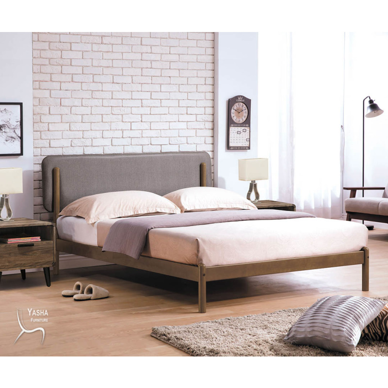 B188-05 羅德北歐5尺淺胡桃床台(皮面) (B657)