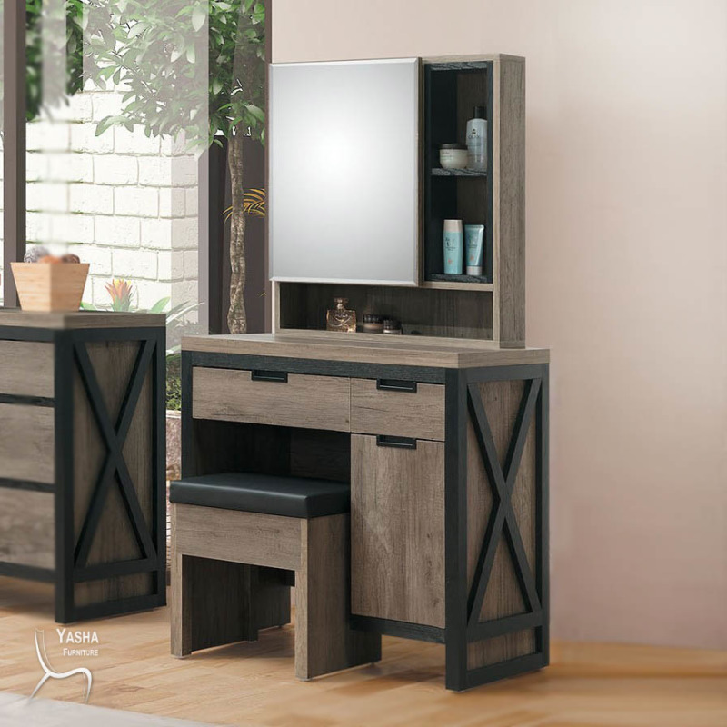 B144-07 漢諾威2.7尺鏡台 (含椅)(D105+B348)