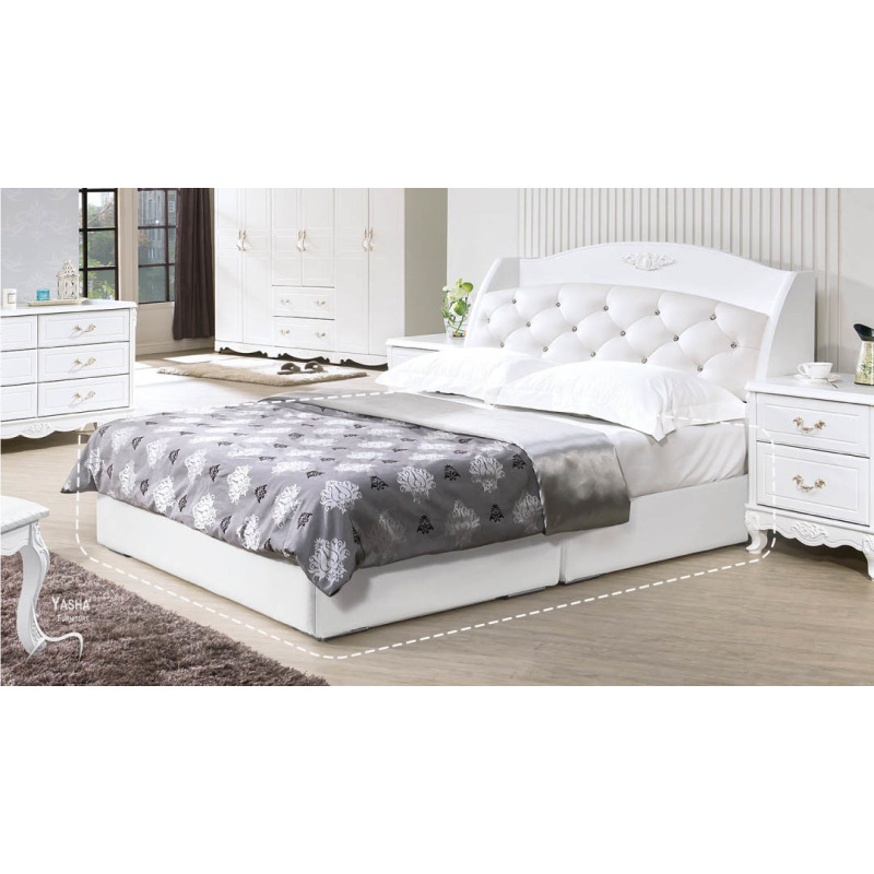 B155-04 白色6尺皮革厚床底 (A324)