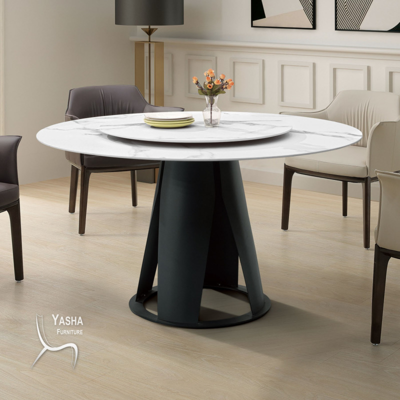 B476-01 史派克4.3尺岩板圓餐桌(1807)(75cm轉盤)