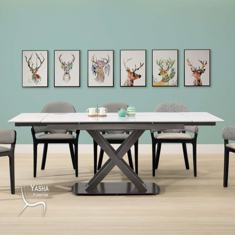 B497-01 赫菲斯6.6尺岩板圓角伸縮餐桌 (1860)