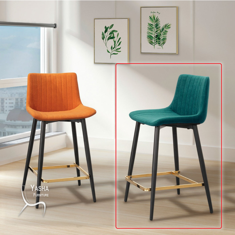 B549-04 安吉拉吧椅 (227)(綠布)(金色腳踏)