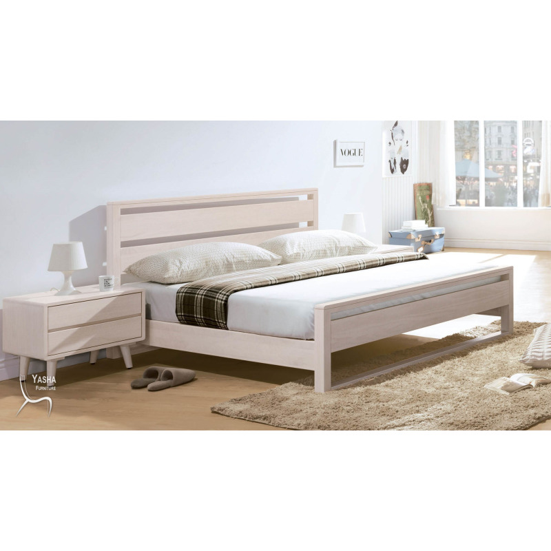 B148-04 丹麥洗白全實木6尺床台 (C552)