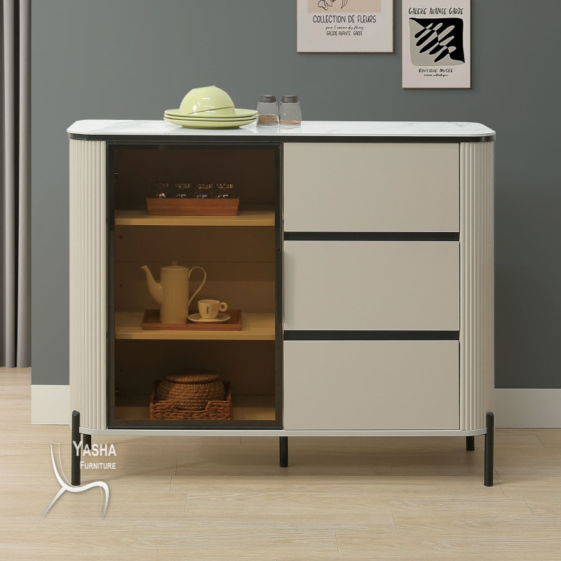 B426-02 韋伯4尺岩板收納櫃 (01黑腳)