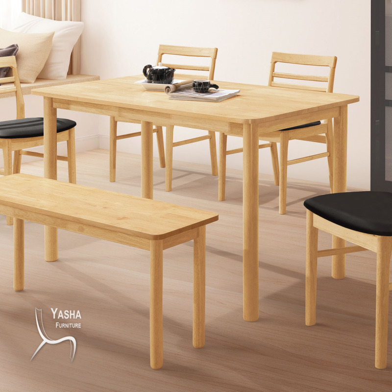 B523-03 柏德4尺原木全實木餐桌(RT631 原木)