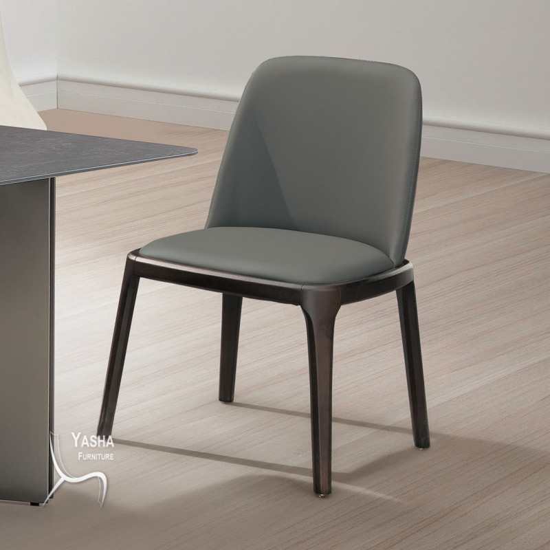 B494-05 拉斐爾實木餐椅 (Y358-1)(淺灰皮)