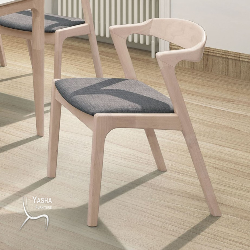 B513-04 萊德洗白灰色布餐椅(RT644灰布)