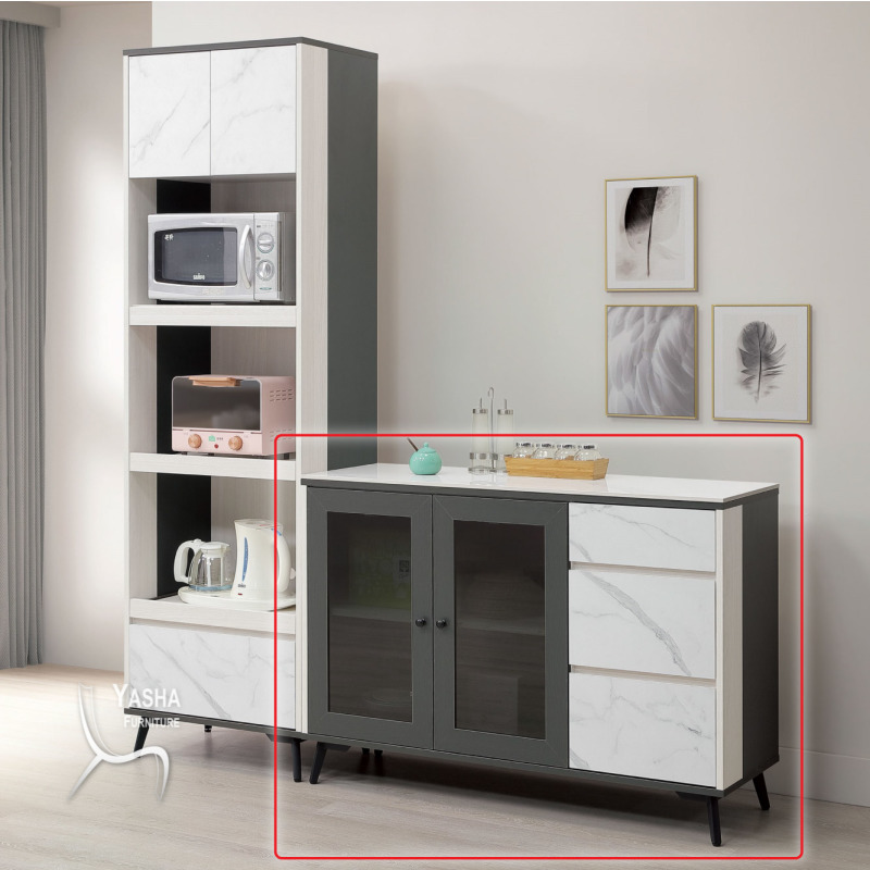 B438-01 克洛伊4尺收納櫃下座 (M501+J211岩板)