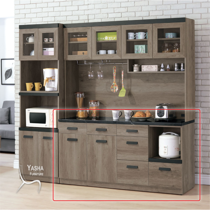 B457-03 狄恩石面5.3尺餐櫃下座 (B372+黑石)