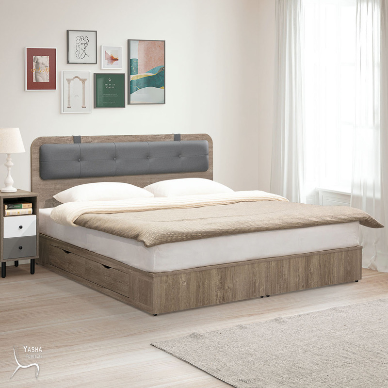 B138-02 雨果5尺床頭片 (炭燒色)(H331)