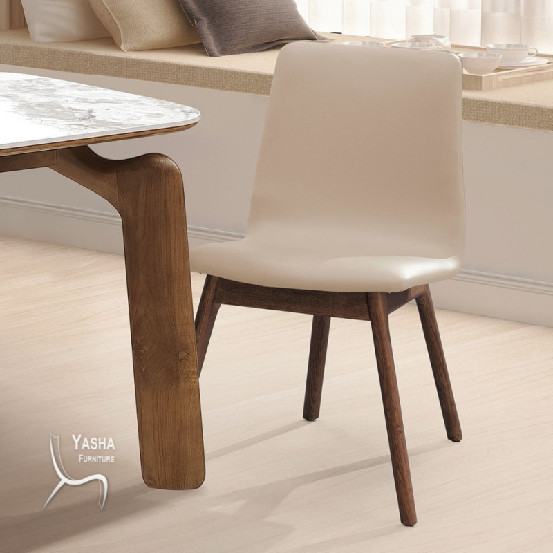 B527-02 莫爾栓木胡桃色餐椅 (A106)(淺黃皮)