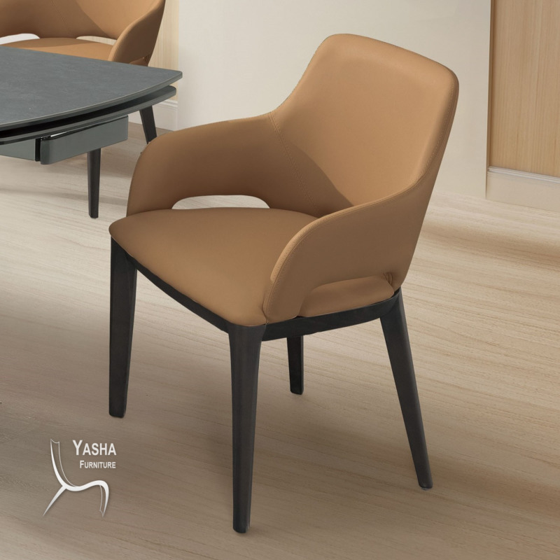 B482-06 羅蘭德實木餐椅 (Y1945A)(淺咖啡皮)