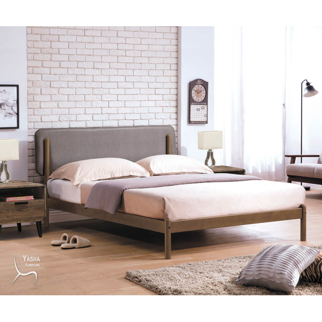 B188-06 羅德北歐6尺淺胡桃床台(皮面) (B658)