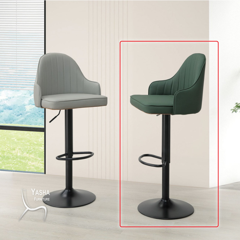 B549-06 紐書亞升降吧椅 (006)(深綠皮)