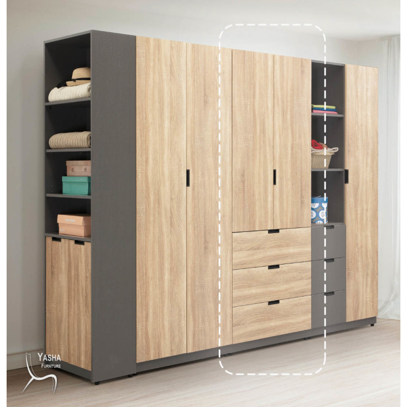 B134-04 奧利佛2.5尺大三抽衣櫥 (H107)