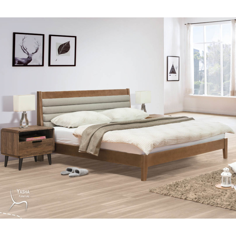 B188-02 歐文淺胡桃5尺床台 (A747)