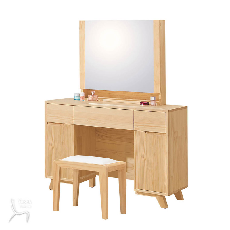 B152-04 羅本北歐實木3.5尺鏡台(含椅)(K203)