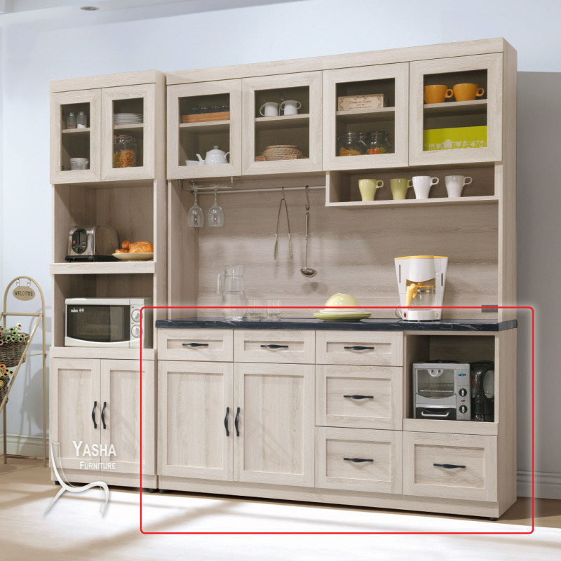 B452-03 潔西石面5.3尺餐櫃下座 (F154+黑石)