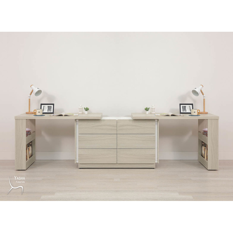 B554-03 萊米克8尺雙人書桌組(HY908+HY910+HY933×2+HY935×2)