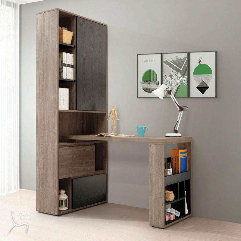 B571-04 艾爾頓2.7尺h型活動書櫥桌組 
(H534+G253+G254)